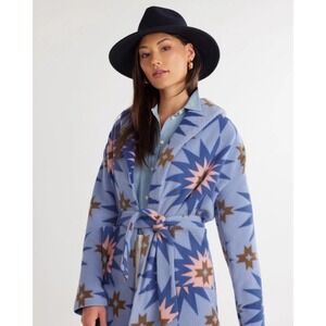 Dudley Stephens Fleece Robe Stars cozy Shawl Americana Patchwork western boho